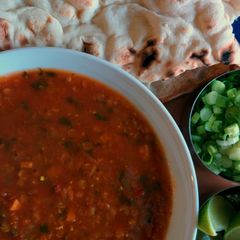 A picture of Harira - Red Lentil Soup.