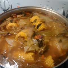 A picture of Big pot of caldo..