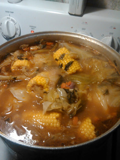 A picture of Big pot of caldo..