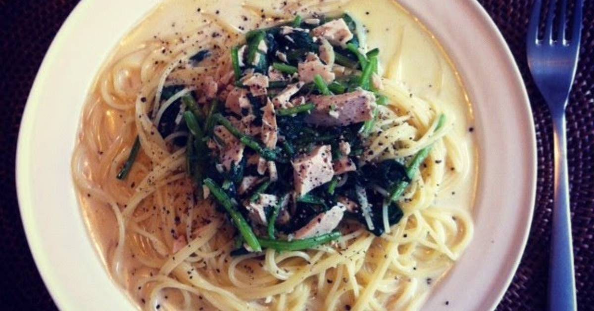 Tuna & Spinach Soy Milk Pasta Recipe by cookpad.japan Cookpad