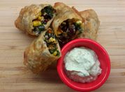 A picture of coriander leaves egg roll