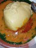 Beans soup, ewedu and tuwo swallow