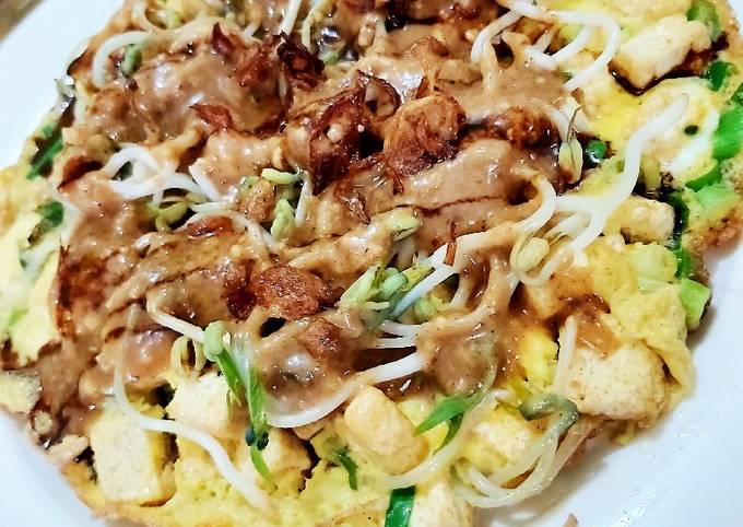 Wajib coba! Resep memasak Telur dadar tahu touge #Telur3in1(sambal kacang)  istimewa