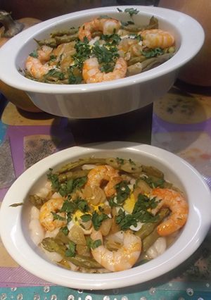 Foto principal de Judías con espárragos y gambas