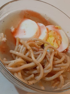 A picture of Chicken noodles soup.