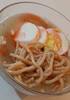 A picture of Chicken noodles soup.