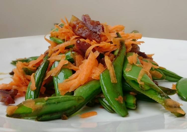 Recipe of Favorite Sugar Snap Pea And Carrot With Preserved Duck