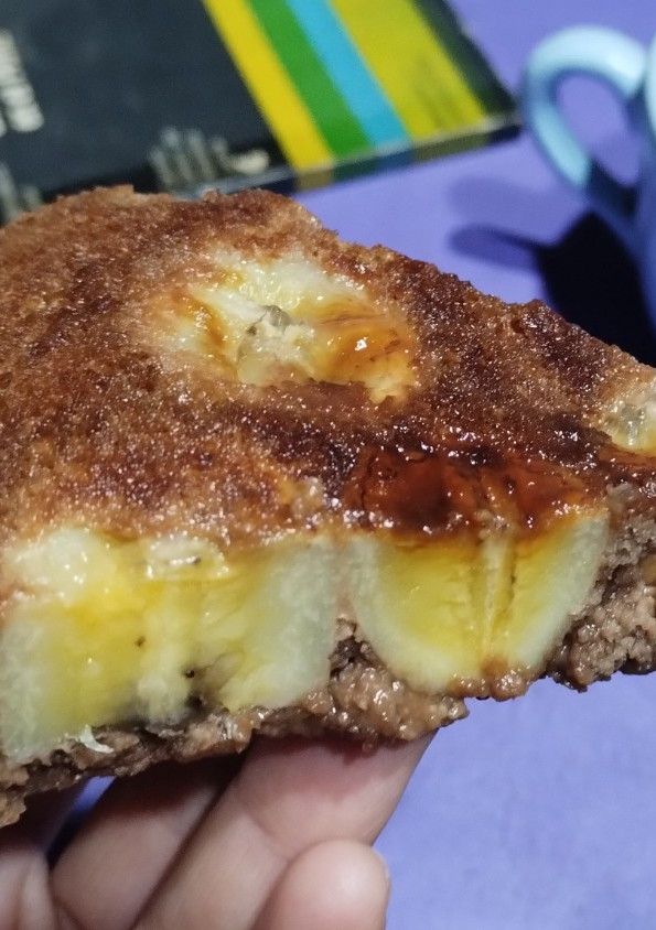 Una foto de Choco-banana invertido en sartén con avena SIN GLUTEN