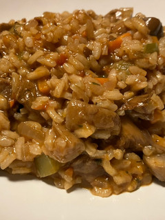 Una foto de Arroz meloso con ternera y setas
