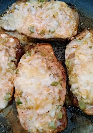A picture of Cheesy Buffalo Style Pork Chops.