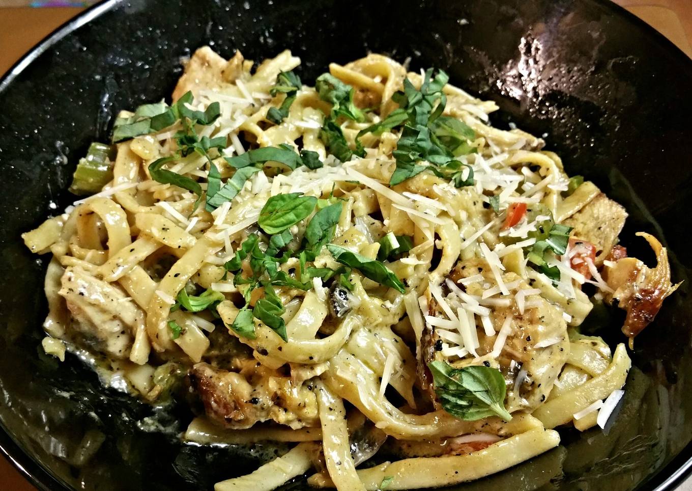 Chicken Fettuccine Alfredo with Vegetables