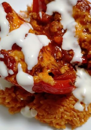 A picture of Southwest-inspired stuffed peppers.