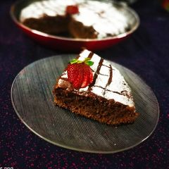 A picture of Chocolate, coffee, Friying pan cake.