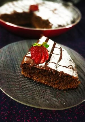A picture of Chocolate, coffee, Friying pan cake.