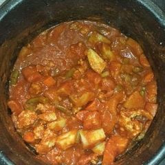 Vegetable sausage soup A picture of Vegetable sausage soup.