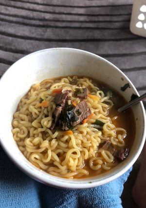 A picture of Korean ramen w/ venison.