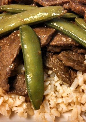A picture of Stir-Fry Beef with Sugar Snap Peas.