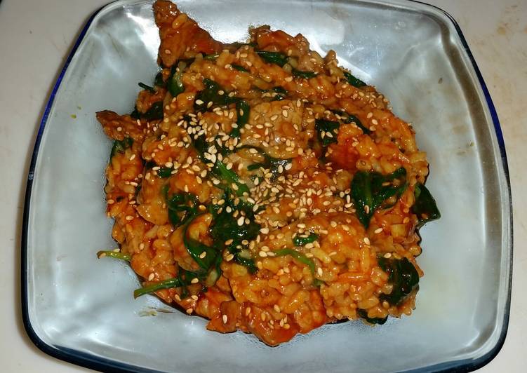 Recipe of Quick Beef &amp; Spinach rice bowl (Korean style)