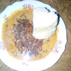A picture of Fried omena with ugali#authormarathon.