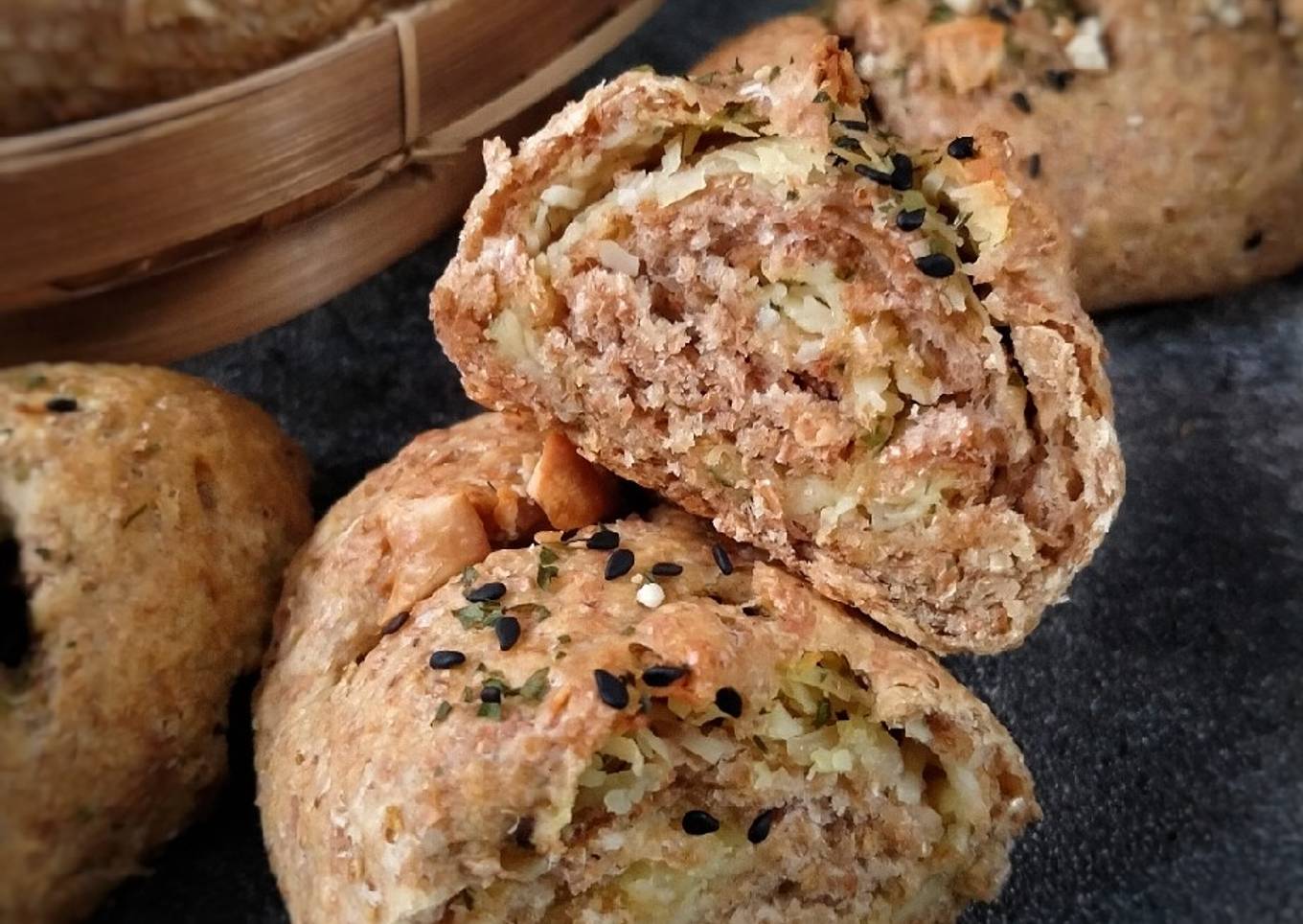 Roti Gandum Keju Bawang Putih No Ulen, No Telur
