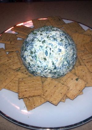 A picture of Spinach artichoke cheese ball.
