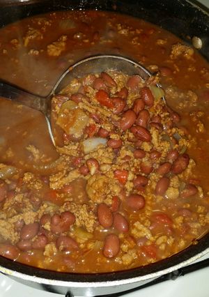 A picture of Cyndi's famous quick & easy chili.