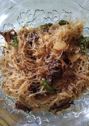 Foto resep Bihun cabe hijau jamur kuping
