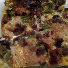 A picture of Pepper and Onion Sausage Strata.