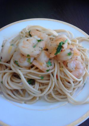A picture of Spicy shrimp scamp pasta.
