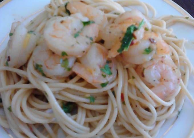 Steps to Prepare Homemade Spicy shrimp scamp pasta