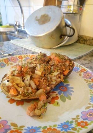 Una foto de Berenjenas rellenas al horno