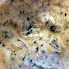A picture of Tzatziki Sauce.