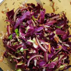 A picture of Red cabbage slaw.