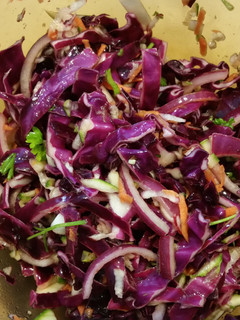 A picture of Red cabbage slaw.