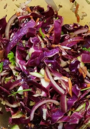 A picture of Red cabbage slaw.