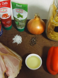 A picture of Bacon and Chilli Pasta.