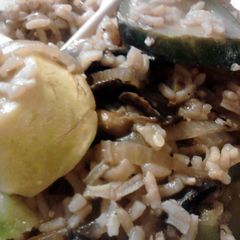 A picture of Zucchini Mushroom Rice Skillet.