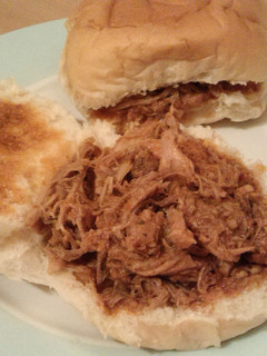 A picture of Vickys Slow Cooker BBQ Pulled Pork, GF DF EF SF NF.