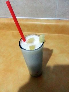 A picture of piña colada smoothie.