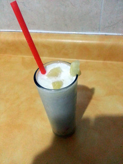 A picture of piña colada smoothie.