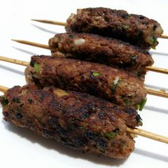 A picture of Pan Grilled Lamb Kofta Skewers.