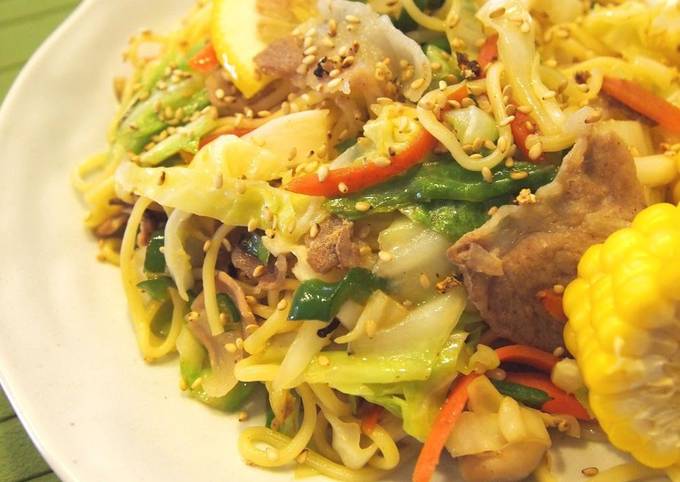Recipe of Ultimate Salt-Flavoured Yakisoba with Lots of Vegetables