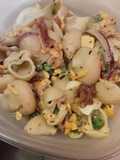 Bacon Pea Creamy Pasta Salad with lemon parmesan dressing