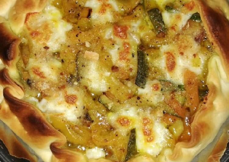 Quiche di peperoni, zucchina, funghi, zucca