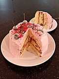 Vanilla Chip Layer Cake with Cherry Curd Filling