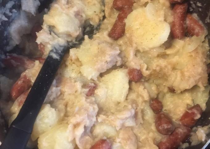 How to Make Super Quick Homemade Knefla grandma&#39;s yummy dumpling/potato/sausage dish!