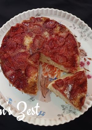 A picture of Upside Down Strawberry Cake.