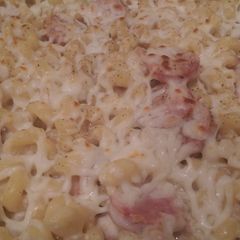 A picture of Spicy Smoked Sausage Alfredo Bake.