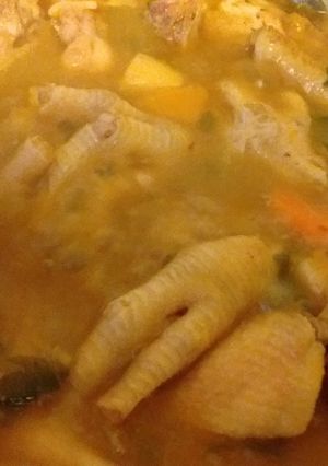 A picture of Chicken Feet Soup with Pumpkin.
