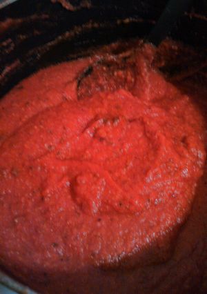 A picture of Home made spaghetti sauces.